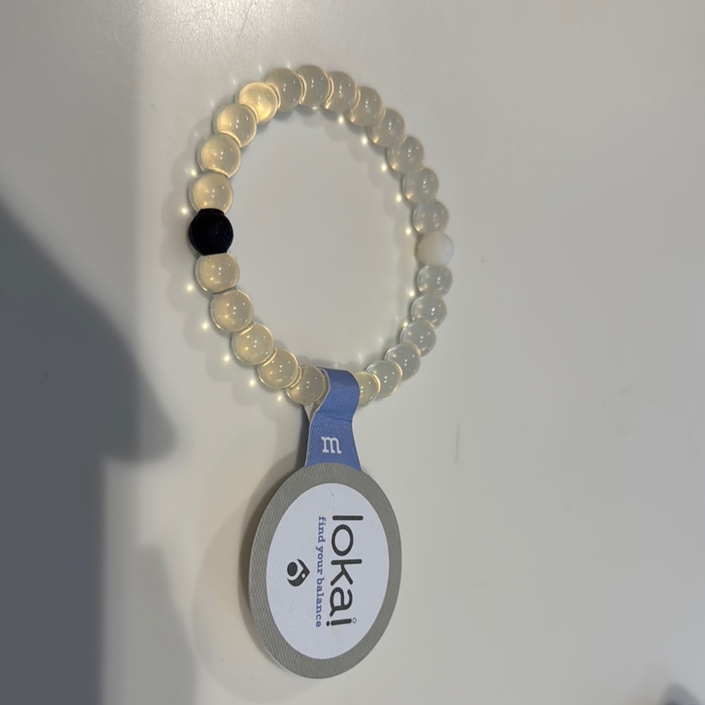 Lokai Cream and Black Bracelet with Elegant Pendant